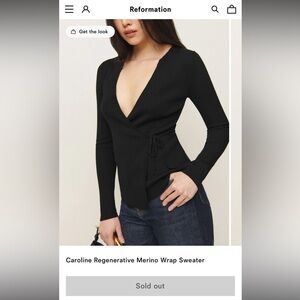 Reformation Black V-Neck Wrap Top